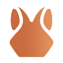 Luhraks Logo consisting of a hexagon with ears resembling Luhraks face shape
