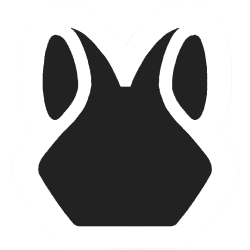 Luhraks Logo consisting of a hexagon with ears resembling Luhraks face shape