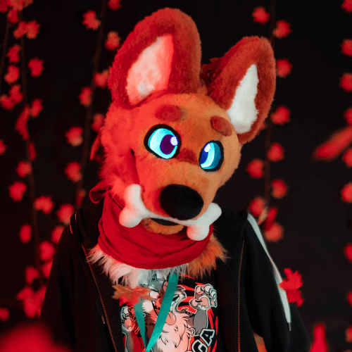 Luhrak photo with glowing eyes and red leaves around him