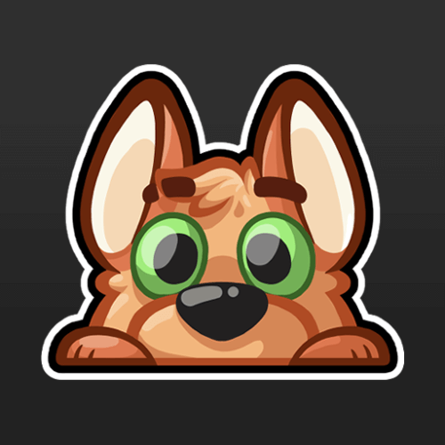 Sticker of Luhrak peaking over an edge with big eyes.