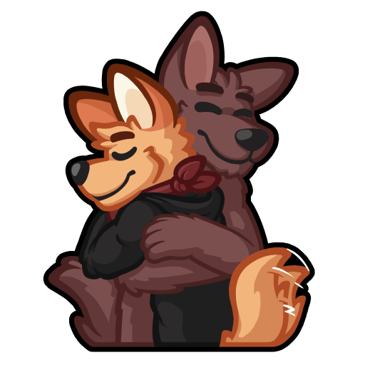 Luhrak sticker hugging a wolf
