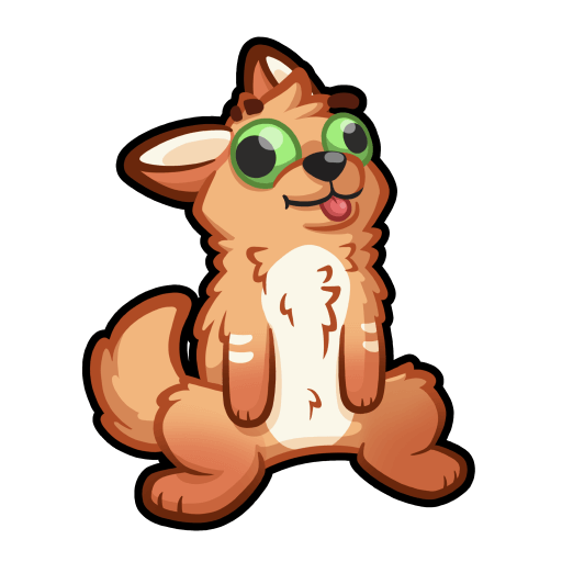 Luhrak sticker of him being a quadrupedal dog sitting and looking very stupid