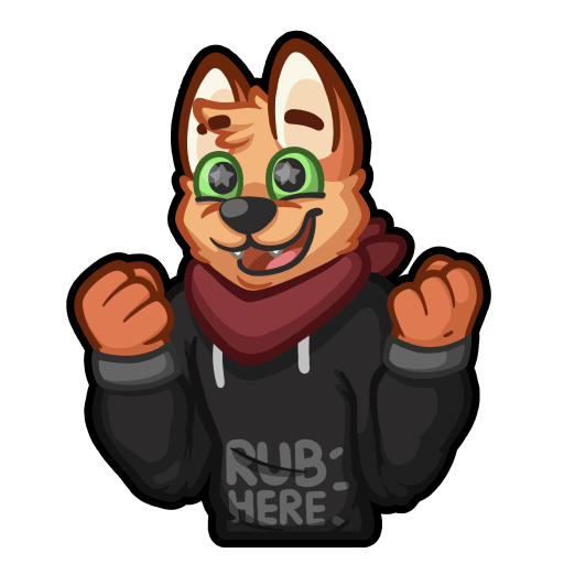 Luhrak sticker with his fists up and stars in his eyes looking very excited